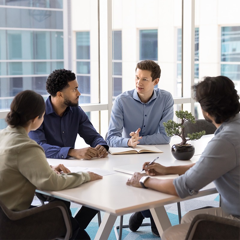 Ein junges Team in einem Meeting.
